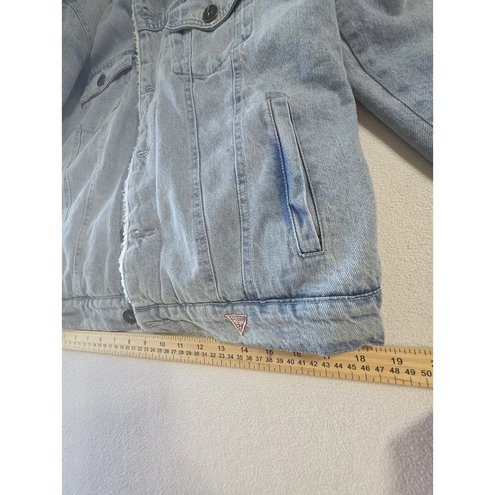 Size S- Guess Jean Light Blue White Fur Jacket